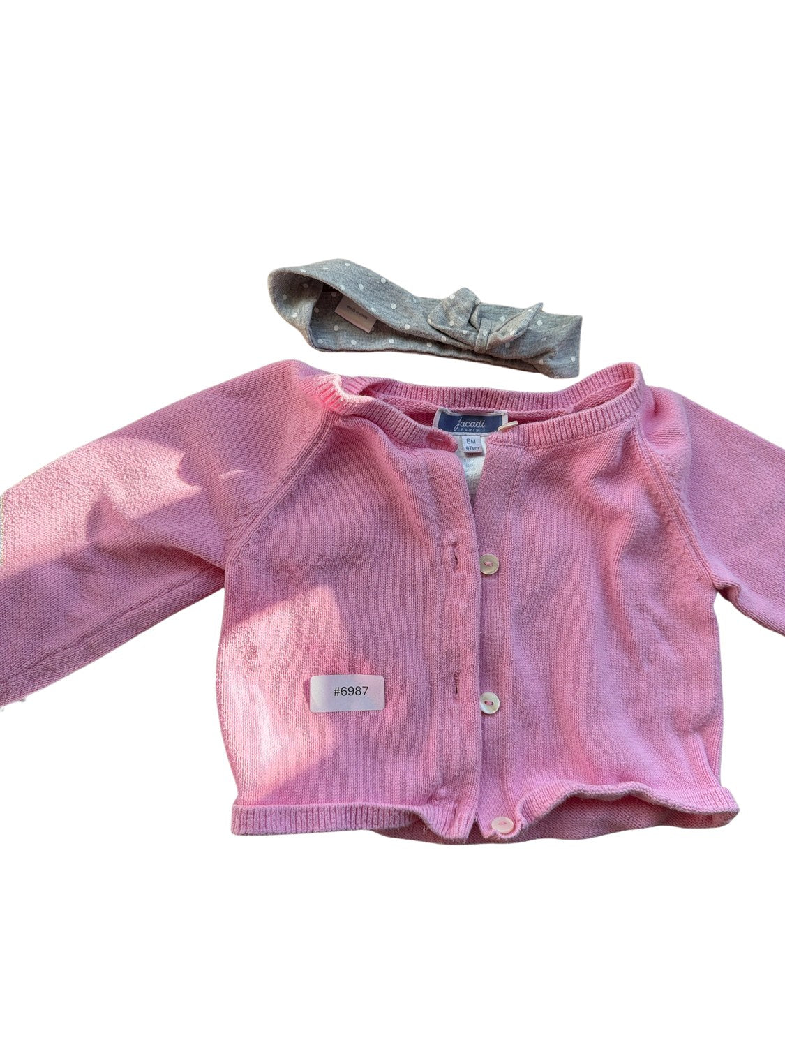 Pink cardigan with headband - Size 62