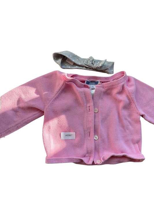 Pink cardigan with headband - Size 62