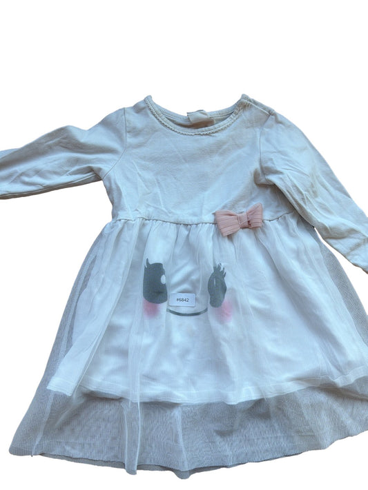 White dress with pink bow - Size 86