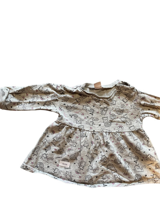 Langarm Kleid mit Tiermuster - Gr. 86