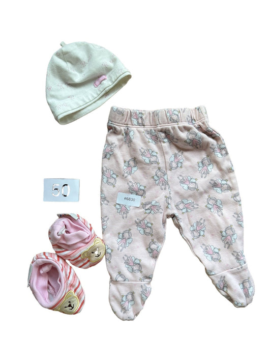 Set of hat, romper and slippers - Size 50