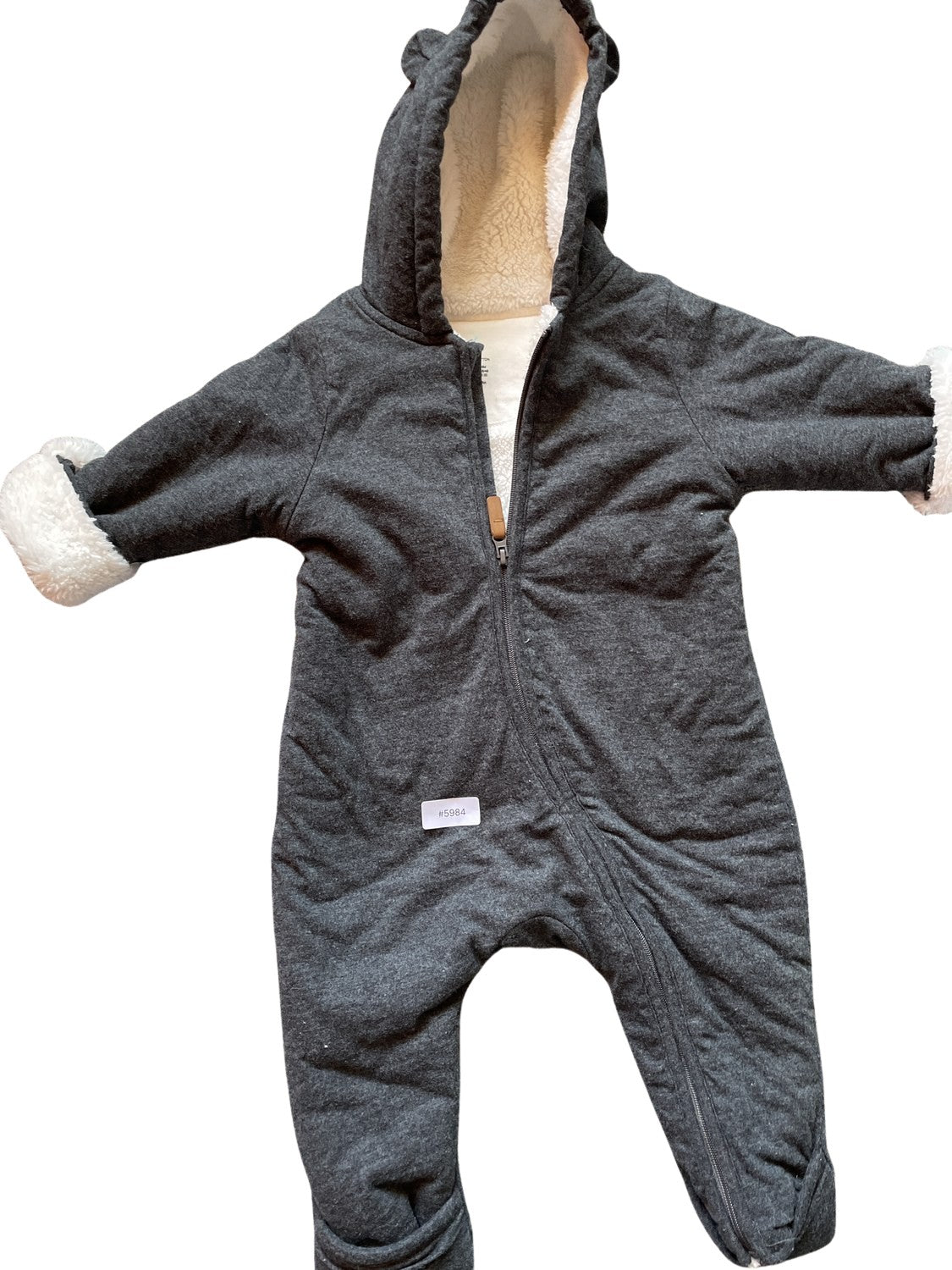 Grauer Strampler mit Fleece-Futter - Gr. 68