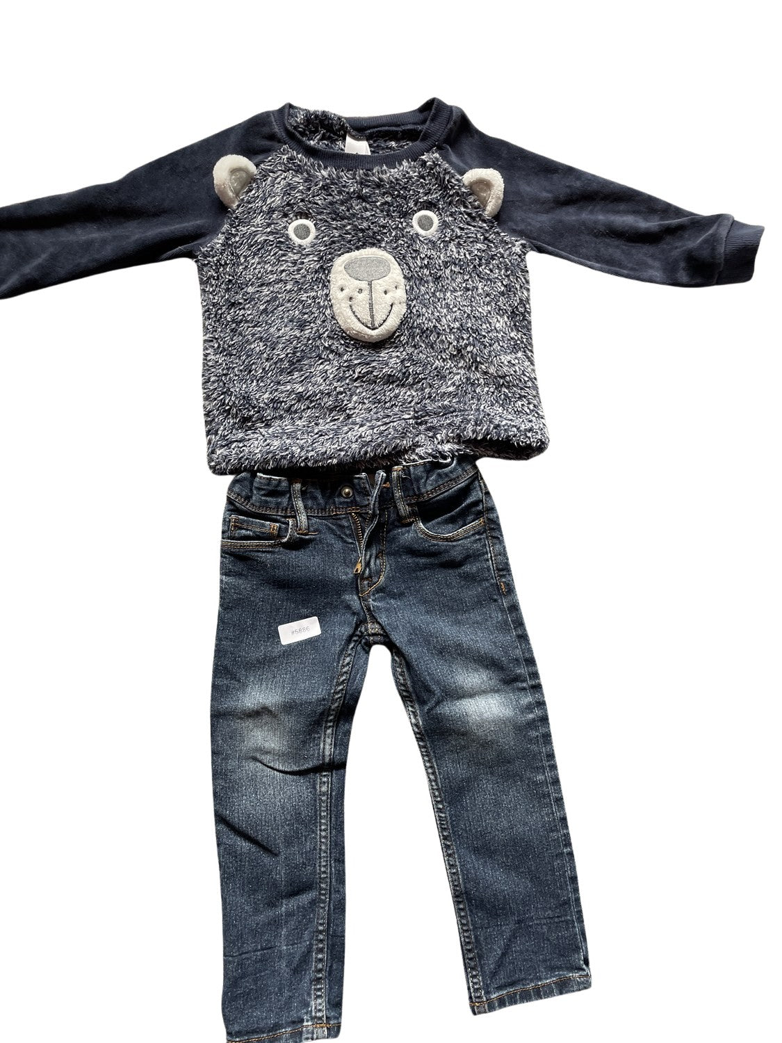 Sweatshirt mit Bär und Jeans - Gr. 92