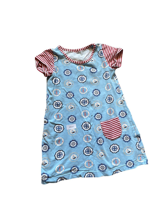 Blaues Kleid mit Streifen - Gr. 92