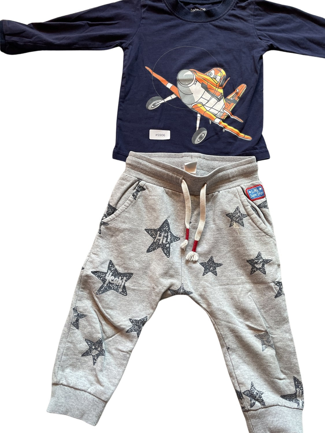Set Flugzeugshirt und Stern-Jogginghose - Gr. 86