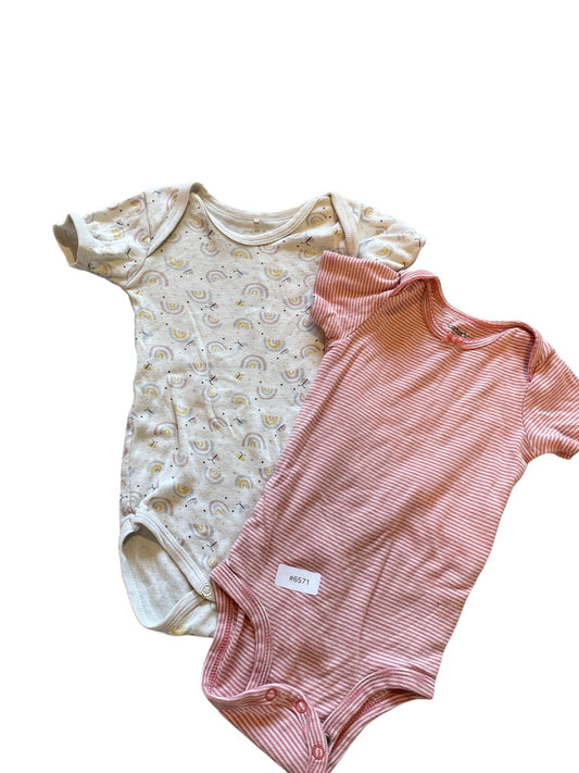 2-Pack Short-Sleeve Bodysuits - Size 74