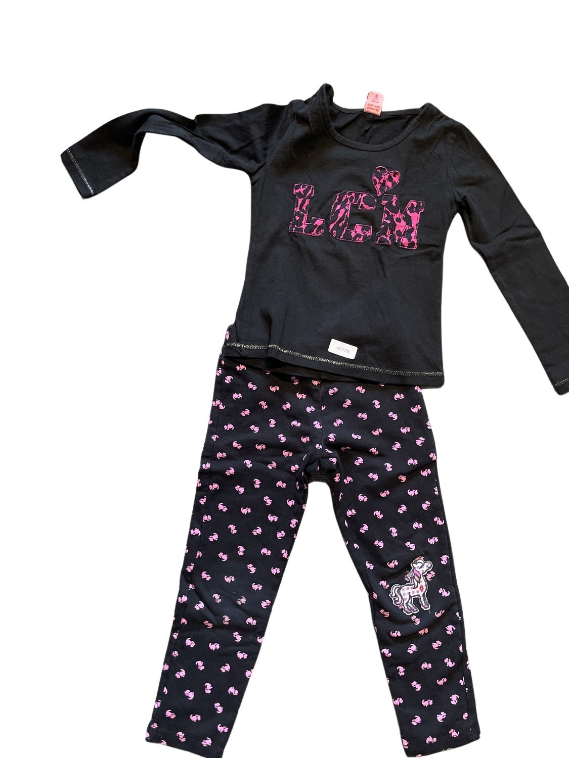 Schwarzes Langarmshirt mit Leggings - Gr. 104