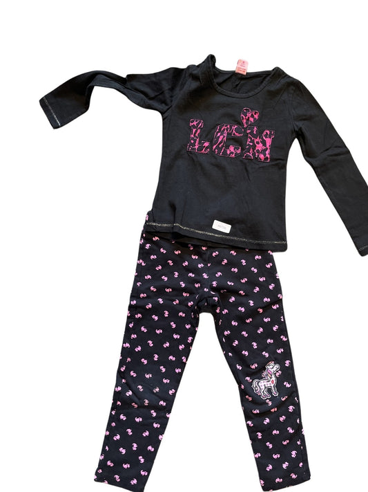Schwarzes Langarmshirt mit Leggings - Gr. 104