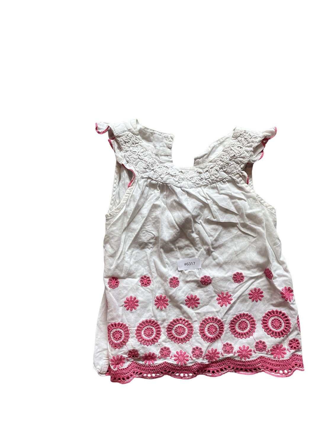 Weisses Top mit Rosa Stickerei - Gr. 98