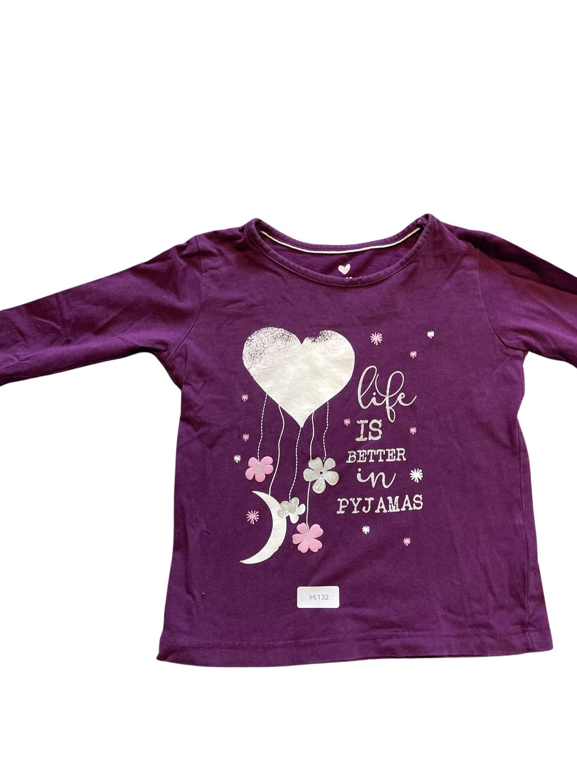 Lila Langarmshirt mit Herzmotiv - Gr. 98