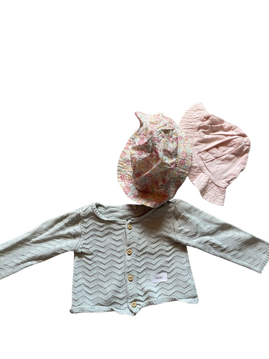 Set Strickjacke und Sonnenhüte - Gr. 62
