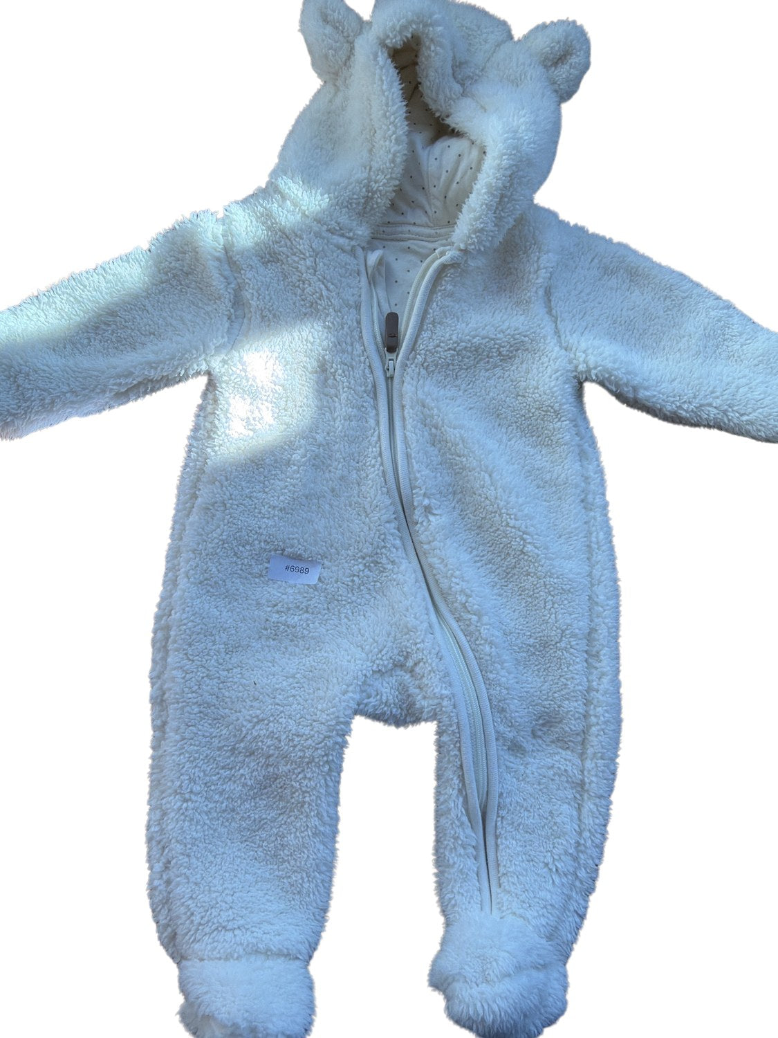White hooded romper - Size 68