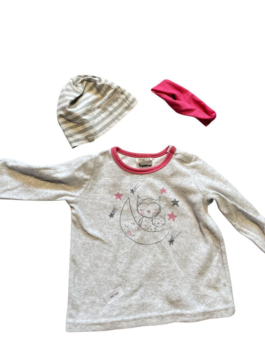 Langarmshirt mit Mütze und Haarband - Gr. 86