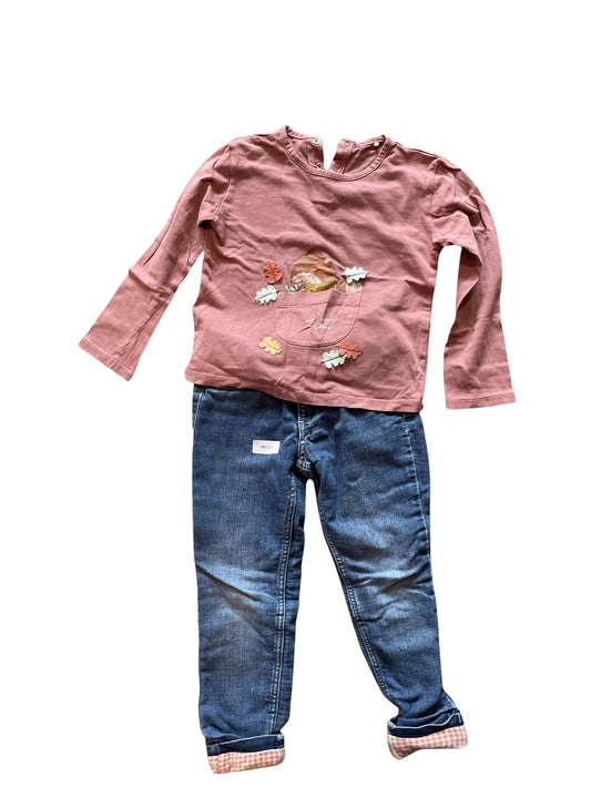 Langarmshirt mit Jeans - Gr. 104