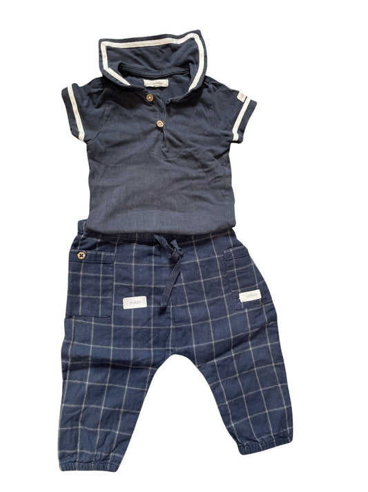 Set Polo-Shirt und Karohose - Gr. 74