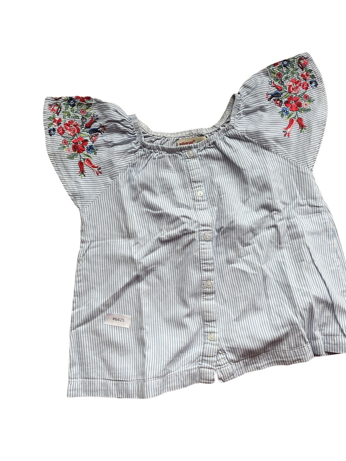 Gestreifte Bluse mit Stickerei - Gr. 116