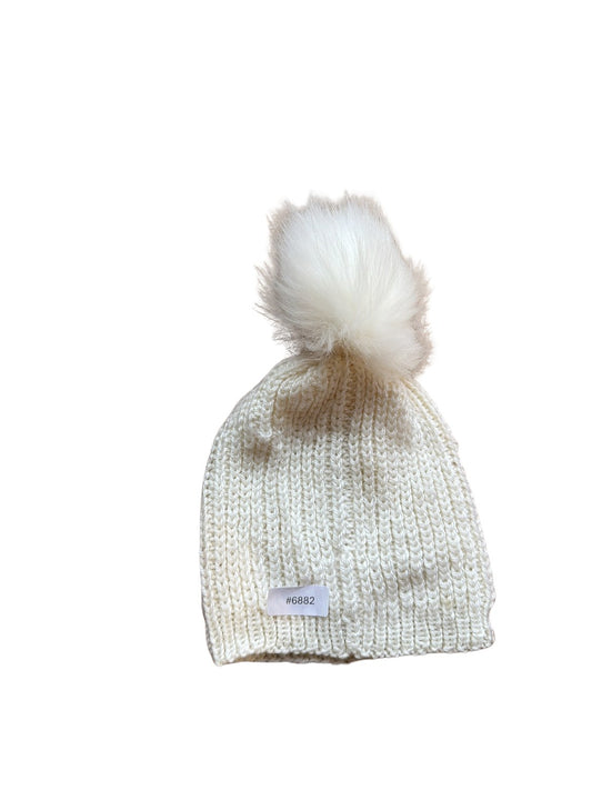 White Beanie with Pom-Pom - Size 92