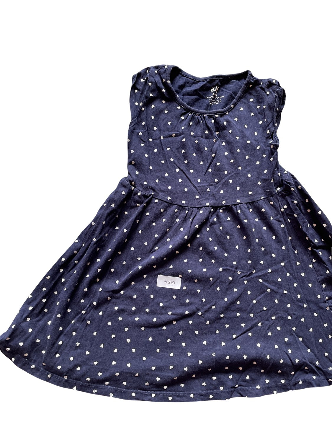 Blaues Kleid mit weissen Herzen - Gr. 98
