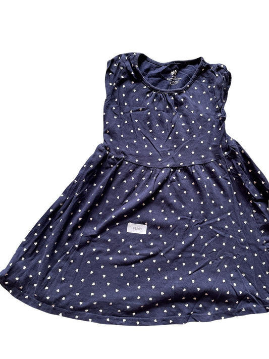 Blaues Kleid mit weissen Herzen - Gr. 98