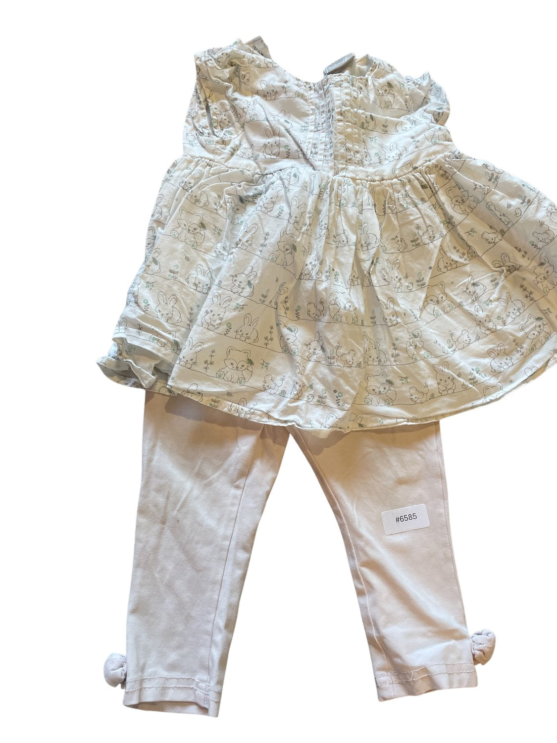 Weisses Kleid mit Leggings - Gr. 68