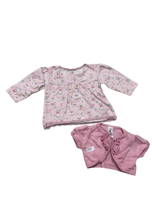 Set Langarmshirt und Strickjacke - Gr. 74